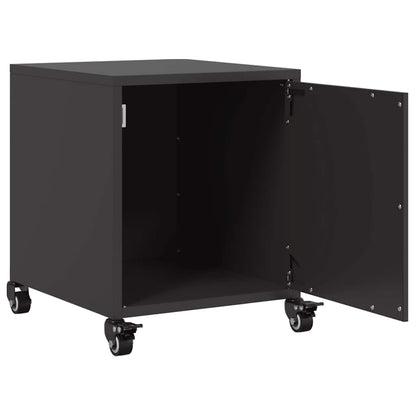 Sleek Black Bedside Cabinet - Steel, 36x39x43.5 cm