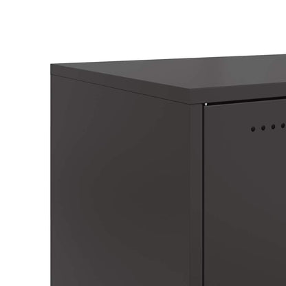 Sleek Black Bedside Cabinet - Steel, 36x39x43.5 cm