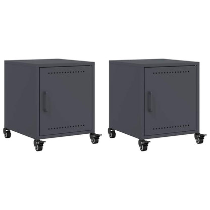 Anthracite Steel Bedside Cabinets Set of 2 - Compact & Stylish