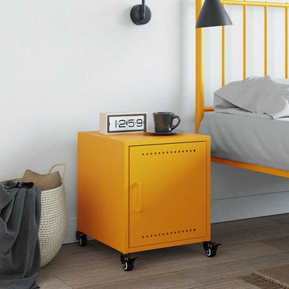 Mustard Yellow Steel Bedside Cabinet - 36x39x43.5 cm