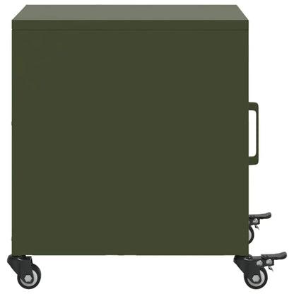 Olive Green Steel Bedside Cabinets - 2 Pcs, 36x39x43.5 cm