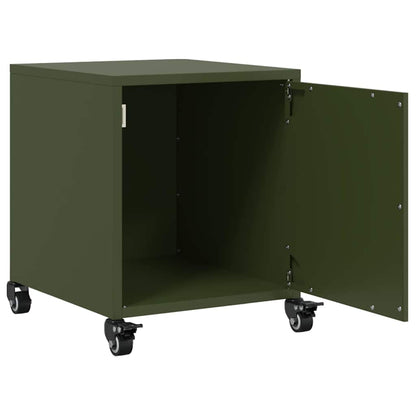 Olive Green Steel Bedside Cabinets - 2 Pcs, 36x39x43.5 cm