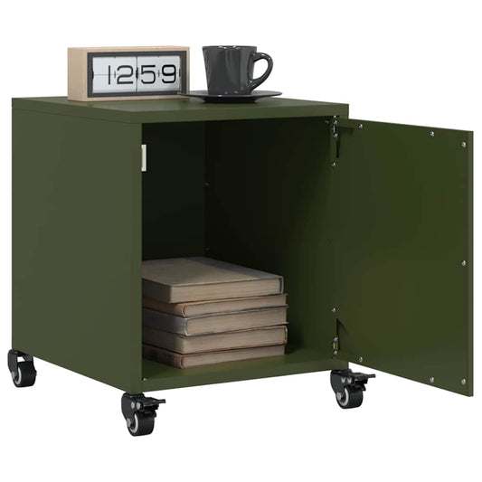 Olive Green Steel Bedside Cabinets - 2 Pcs, 36x39x43.5 cm