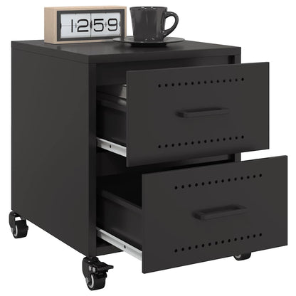 Sleek Black Steel Bedside Cabinet - 36x39x43.5 cm