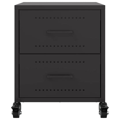 Sleek Black Steel Bedside Cabinet - 36x39x43.5 cm