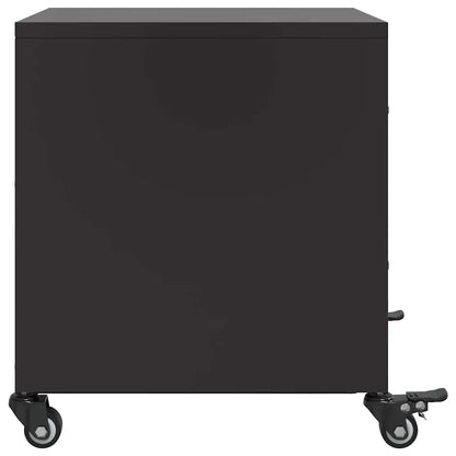 Sleek Black Steel Bedside Cabinet - 36x39x43.5 cm