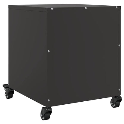 Sleek Black Steel Bedside Cabinet - 36x39x43.5 cm
