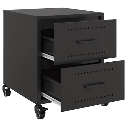 Sleek Black Steel Bedside Cabinet - 36x39x43.5 cm