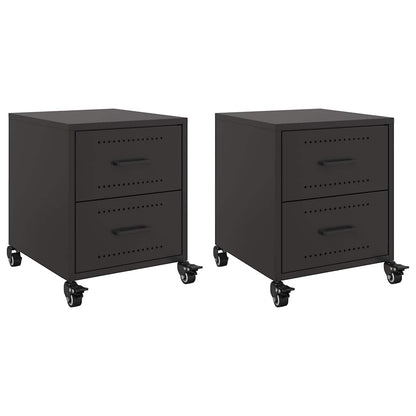 Black Steel Bedside Cabinets 2 pcs - 36x39x43.5 cm