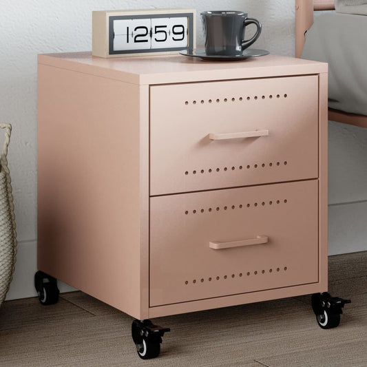 Pink Steel Bedside Cabinet 36x39x43.5 cm - Stylish & Compact
