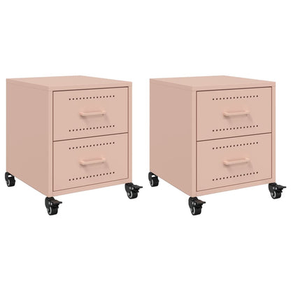 Pink Steel Bedside Cabinets 2 Pcs - Stylish & Sturdy 36x39x43.5 cm
