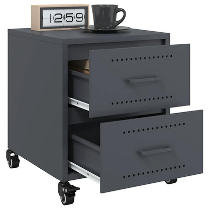 Anthracite Steel Bedside Cabinets Set of 2 - Sleek 36x39x43.5 cm
