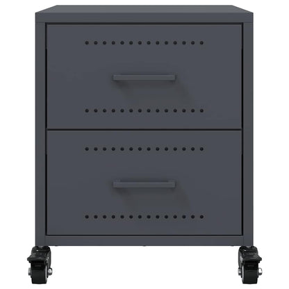 Anthracite Steel Bedside Cabinets Set of 2 - Sleek 36x39x43.5 cm