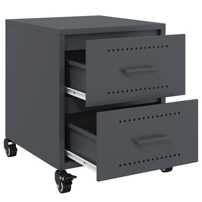Anthracite Steel Bedside Cabinets Set of 2 - Sleek 36x39x43.5 cm