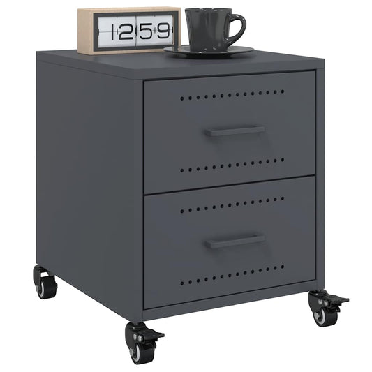 Anthracite Steel Bedside Cabinets Set of 2 - Sleek 36x39x43.5 cm