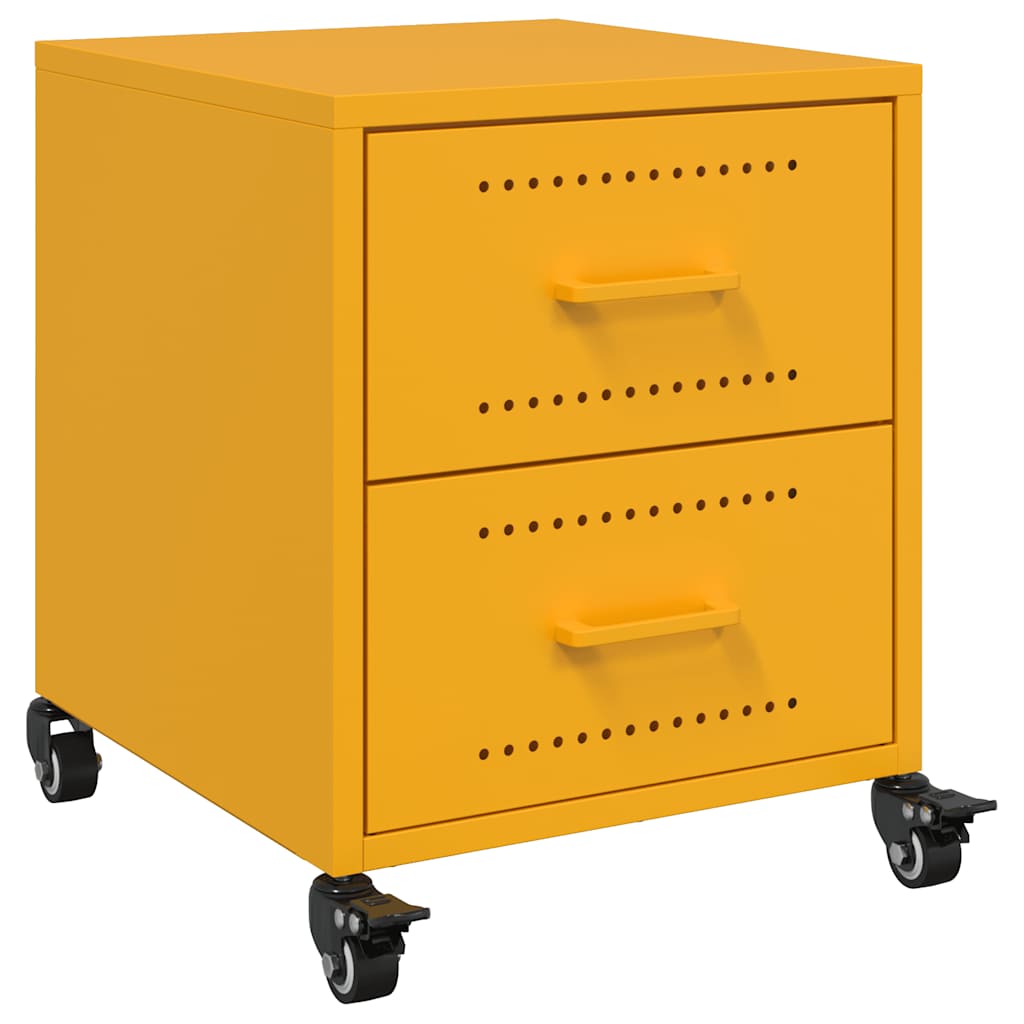 Mustard Yellow Steel Bedside Cabinet 36x39x43.5 cm