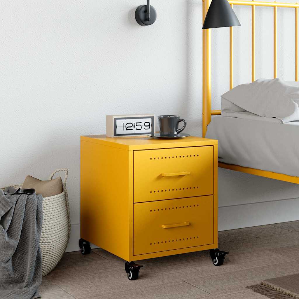 Mustard Yellow Steel Bedside Cabinet 36x39x43.5 cm