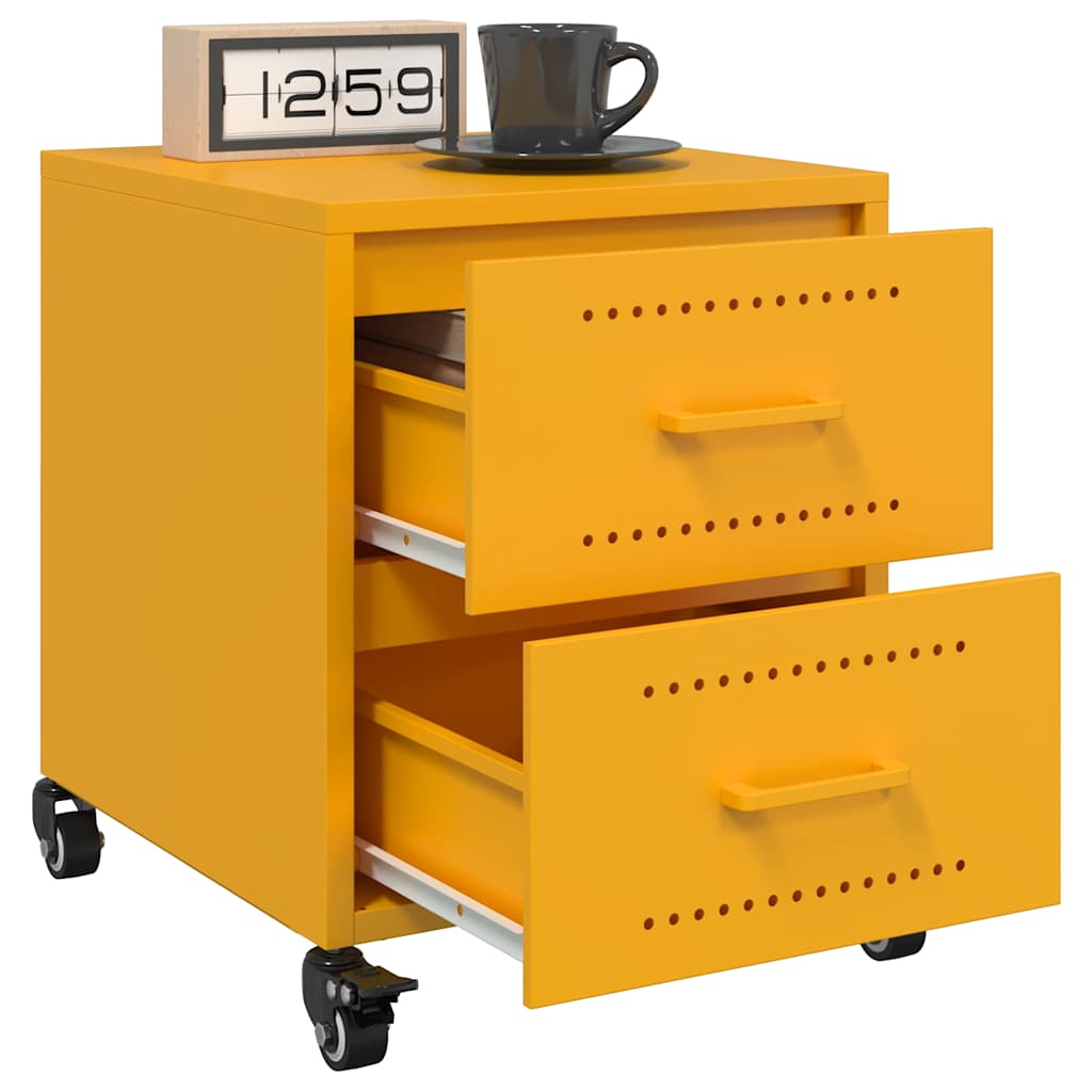 Mustard Yellow Steel Bedside Cabinet 36x39x43.5 cm