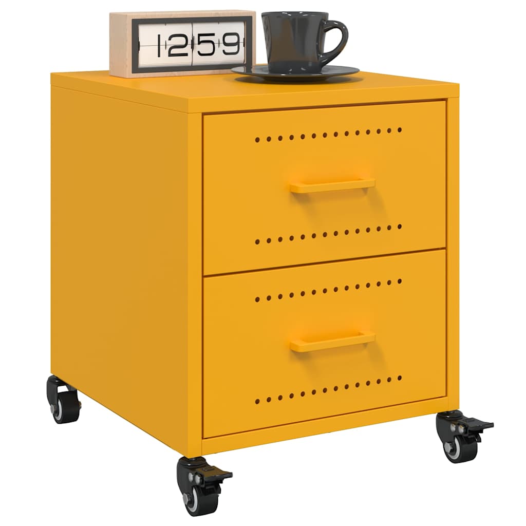 Mustard Yellow Steel Bedside Cabinet 36x39x43.5 cm