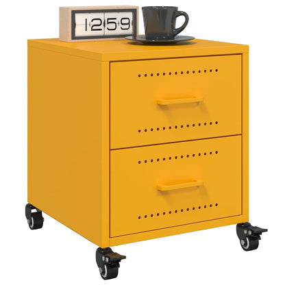 Mustard Yellow Steel Bedside Cabinet 36x39x43.5 cm