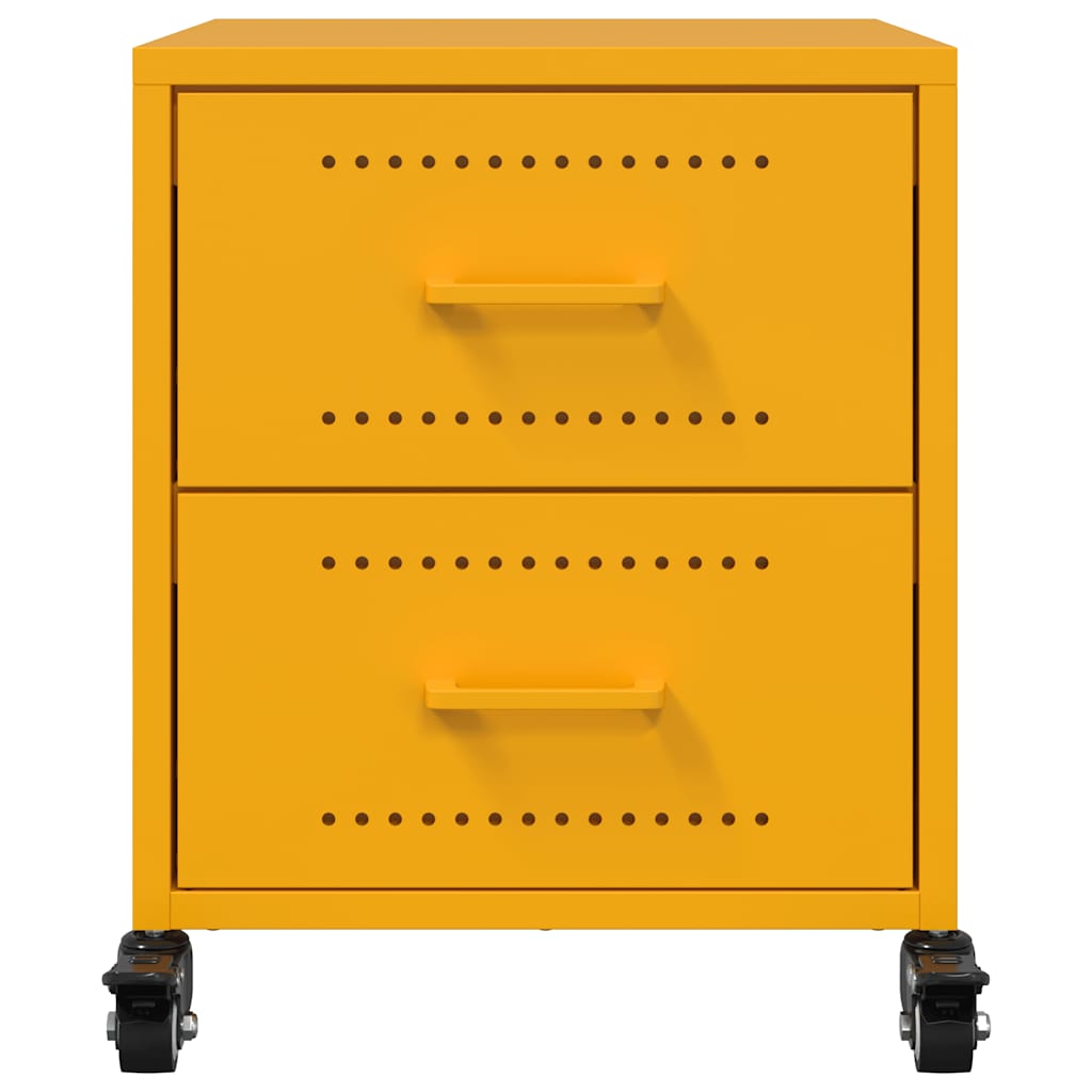 Mustard Yellow Steel Bedside Cabinet 36x39x43.5 cm