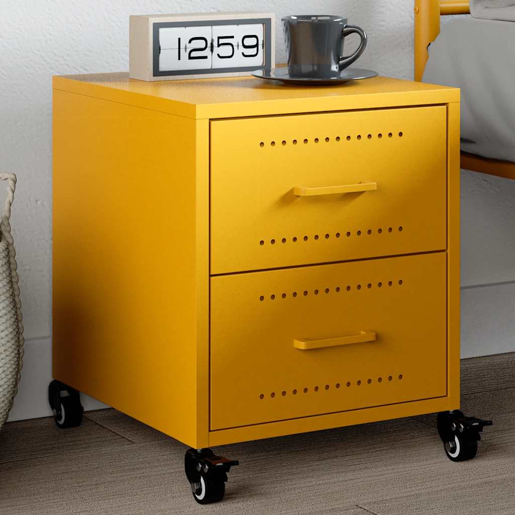 Mustard Yellow Steel Bedside Cabinet 36x39x43.5 cm