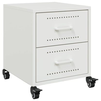 White Steel Bedside Cabinet, 36x39x43.5 cm - Modern & Durable Design