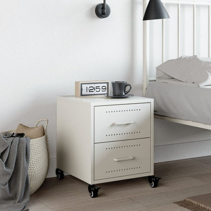 White Steel Bedside Cabinet, 36x39x43.5 cm - Modern & Durable Design