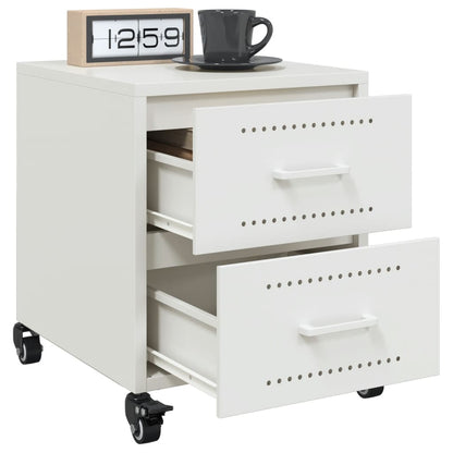 White Steel Bedside Cabinet, 36x39x43.5 cm - Modern & Durable Design