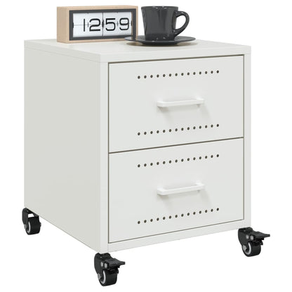 White Steel Bedside Cabinet, 36x39x43.5 cm - Modern & Durable Design