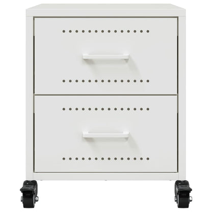 White Steel Bedside Cabinet, 36x39x43.5 cm - Modern & Durable Design