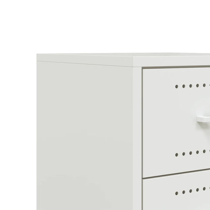 White Steel Bedside Cabinet, 36x39x43.5 cm - Modern & Durable Design
