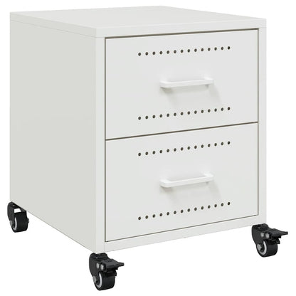 Set of 2 White Steel Bedside Cabinets - 36x39x43.5 cm