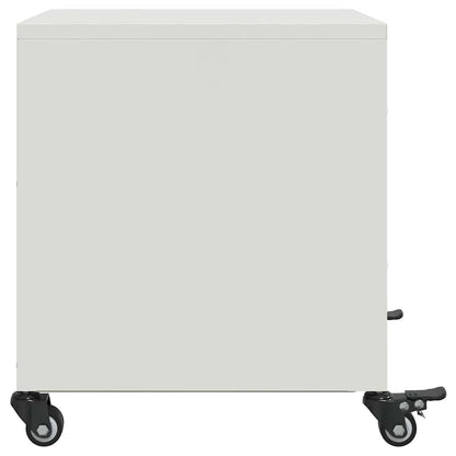Set of 2 White Steel Bedside Cabinets - 36x39x43.5 cm
