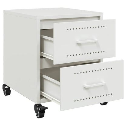 Set of 2 White Steel Bedside Cabinets - 36x39x43.5 cm