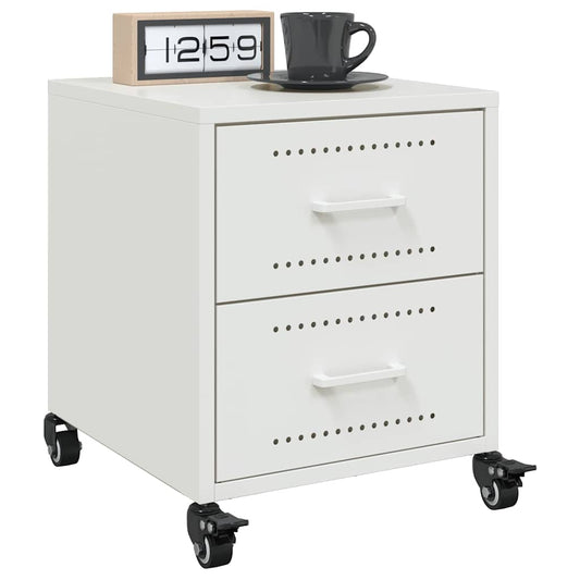 Set of 2 White Steel Bedside Cabinets - 36x39x43.5 cm