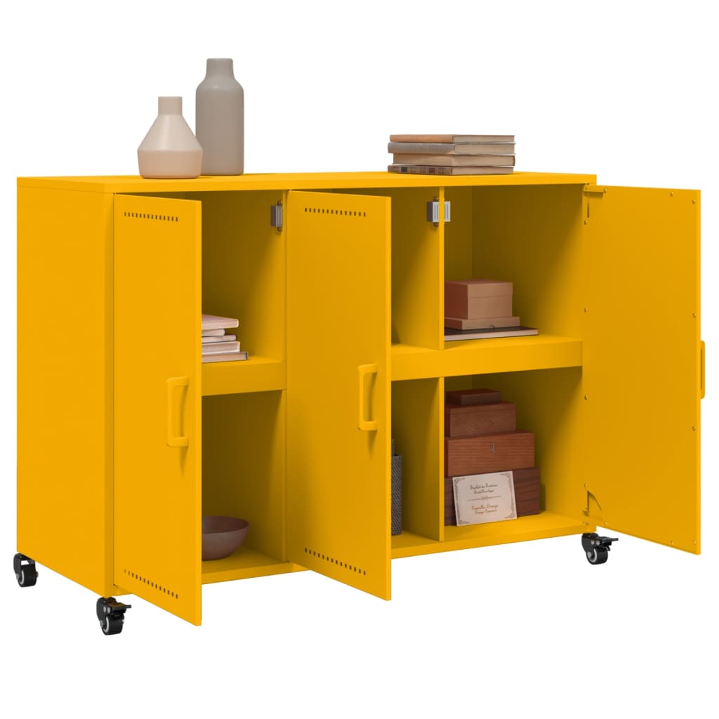 Sideboard Mustard Yellow 100.5x39x72 cm Steel