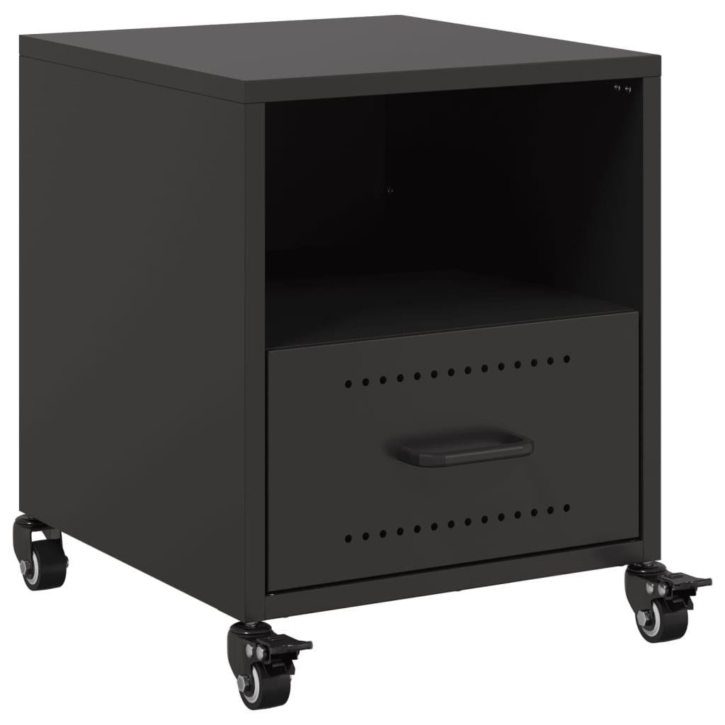 Black Steel Bedside Cabinet - 36x39x43.5 cm Durable & Stylish