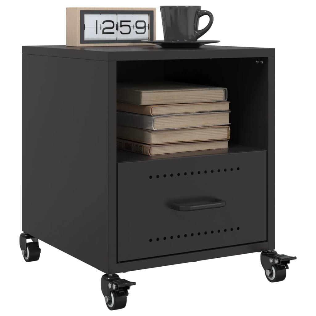 Black Steel Bedside Cabinet - 36x39x43.5 cm Durable & Stylish
