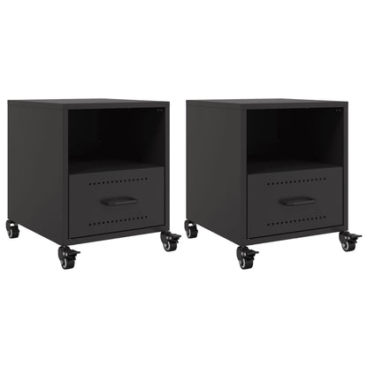 Sleek Black Steel Bedside Cabinets Set - 36x39x43.5 cm (2 Pcs)