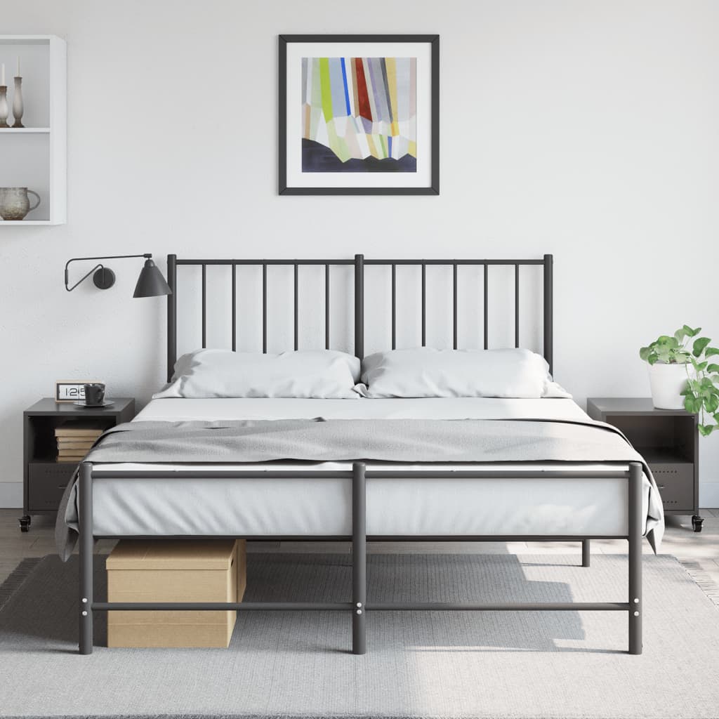 Sleek Black Steel Bedside Cabinets Set - 36x39x43.5 cm (2 Pcs)