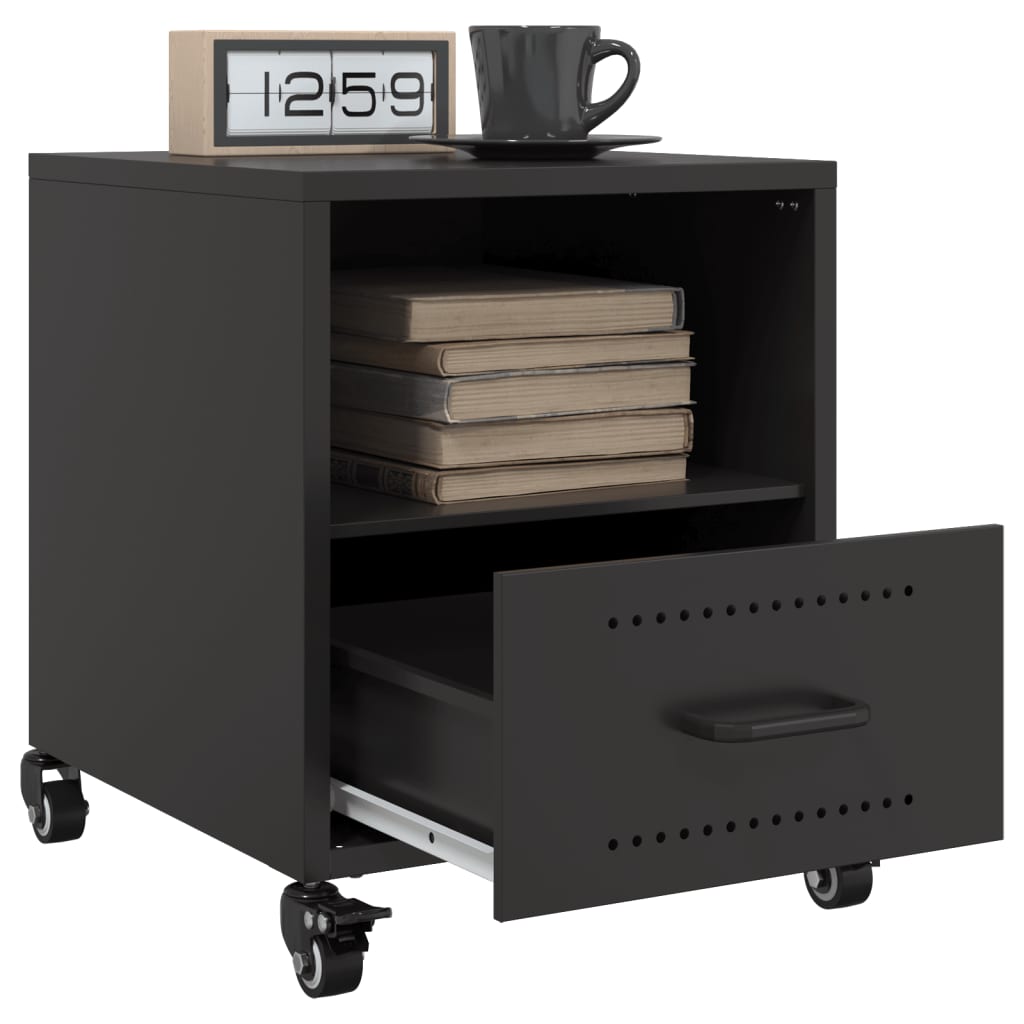 Sleek Black Steel Bedside Cabinets Set - 36x39x43.5 cm (2 Pcs)