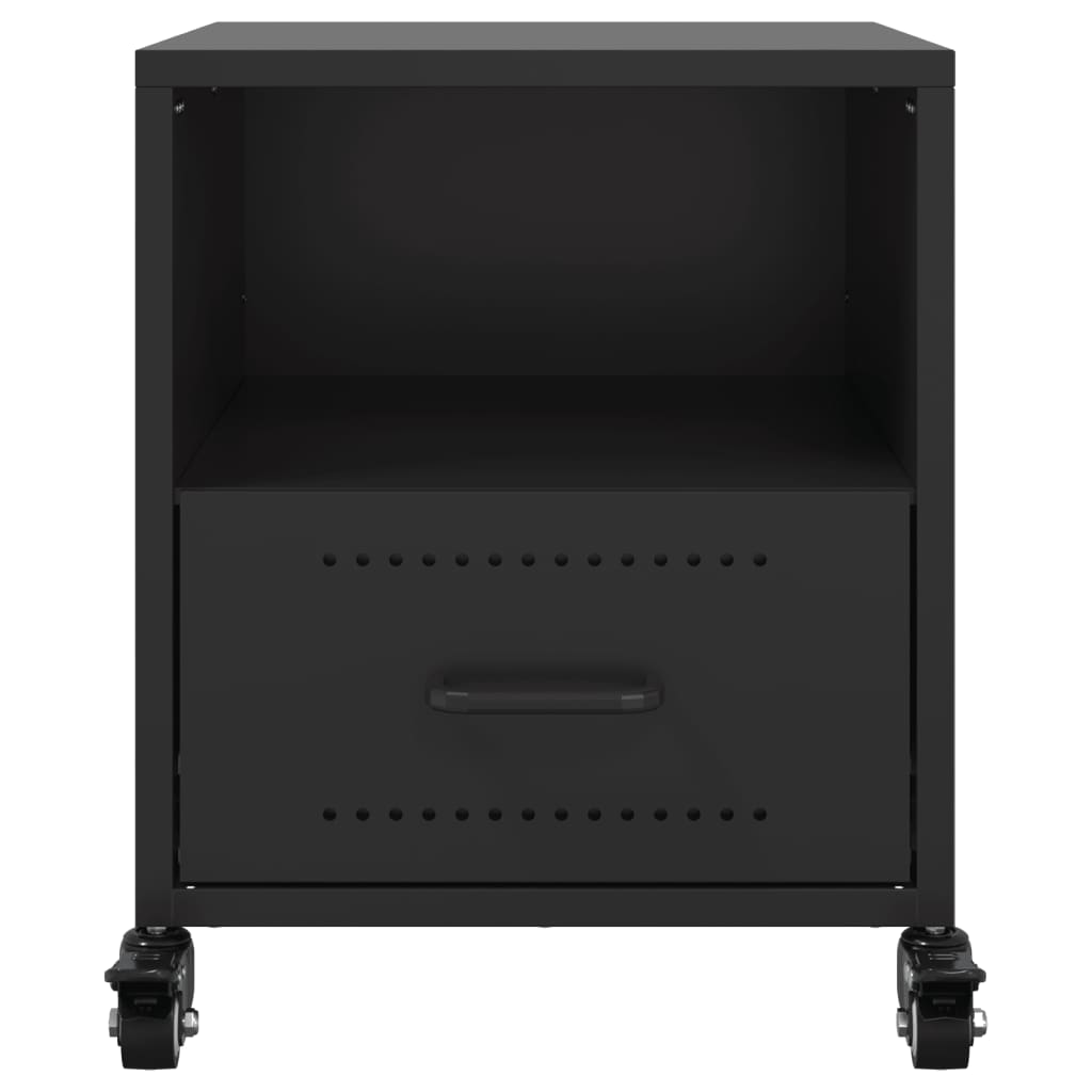 Sleek Black Steel Bedside Cabinets Set - 36x39x43.5 cm (2 Pcs)