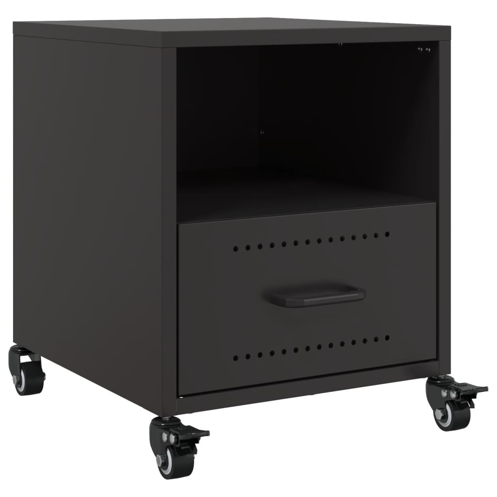Sleek Black Steel Bedside Cabinets Set - 36x39x43.5 cm (2 Pcs)