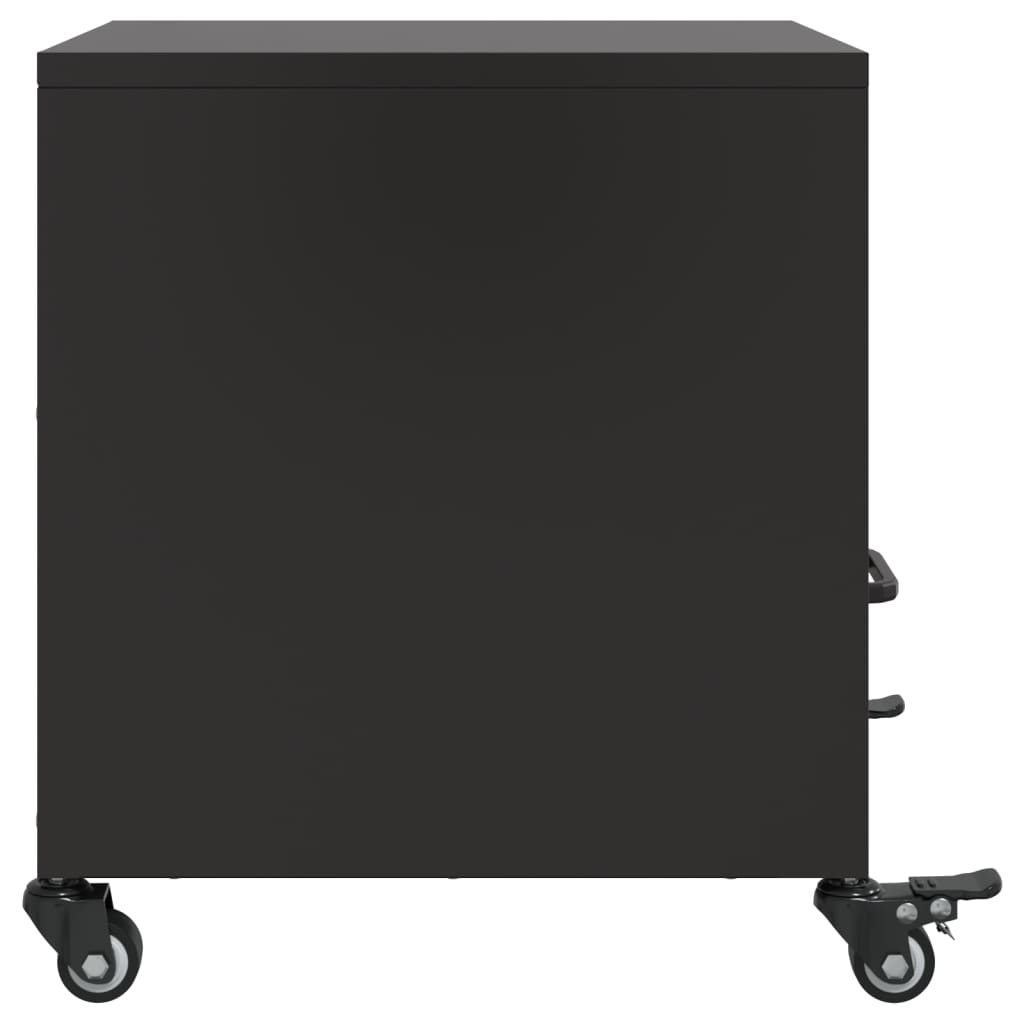 Sleek Black Steel Bedside Cabinets Set - 36x39x43.5 cm (2 Pcs)