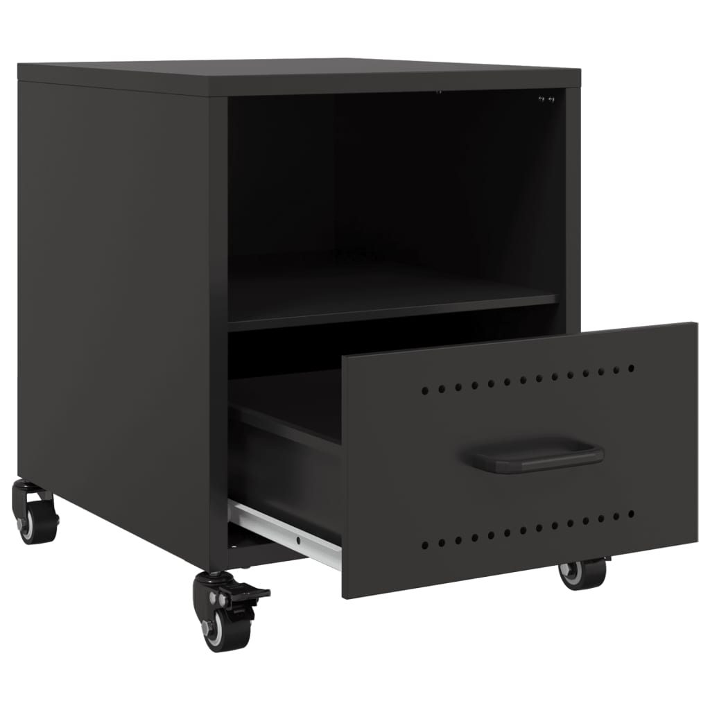 Sleek Black Steel Bedside Cabinets Set - 36x39x43.5 cm (2 Pcs)