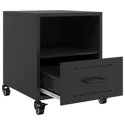Sleek Black Steel Bedside Cabinets Set - 36x39x43.5 cm (2 Pcs)