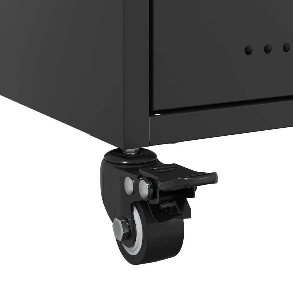 Sleek Black Steel Bedside Cabinets Set - 36x39x43.5 cm (2 Pcs)