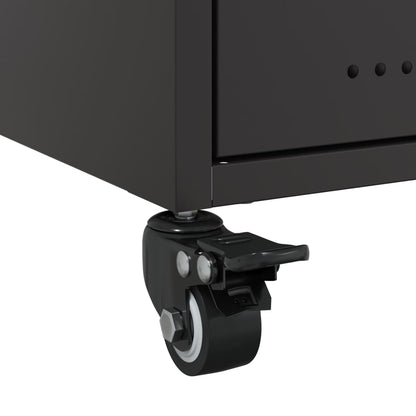 Sleek Black Steel Bedside Cabinets Set - 36x39x43.5 cm (2 Pcs)