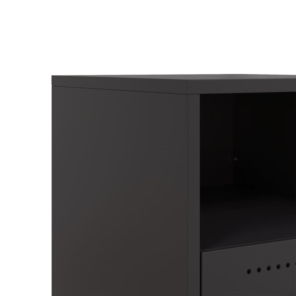 Sleek Black Steel Bedside Cabinets Set - 36x39x43.5 cm (2 Pcs)